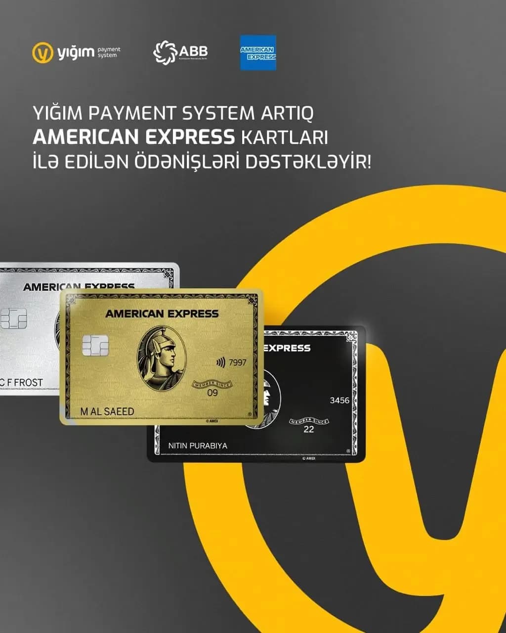 Успешный старт YIĞIM Payment Services по приему онлайн-оплат через карты American Express! Более 300 000 манатов оборота за первые недели!